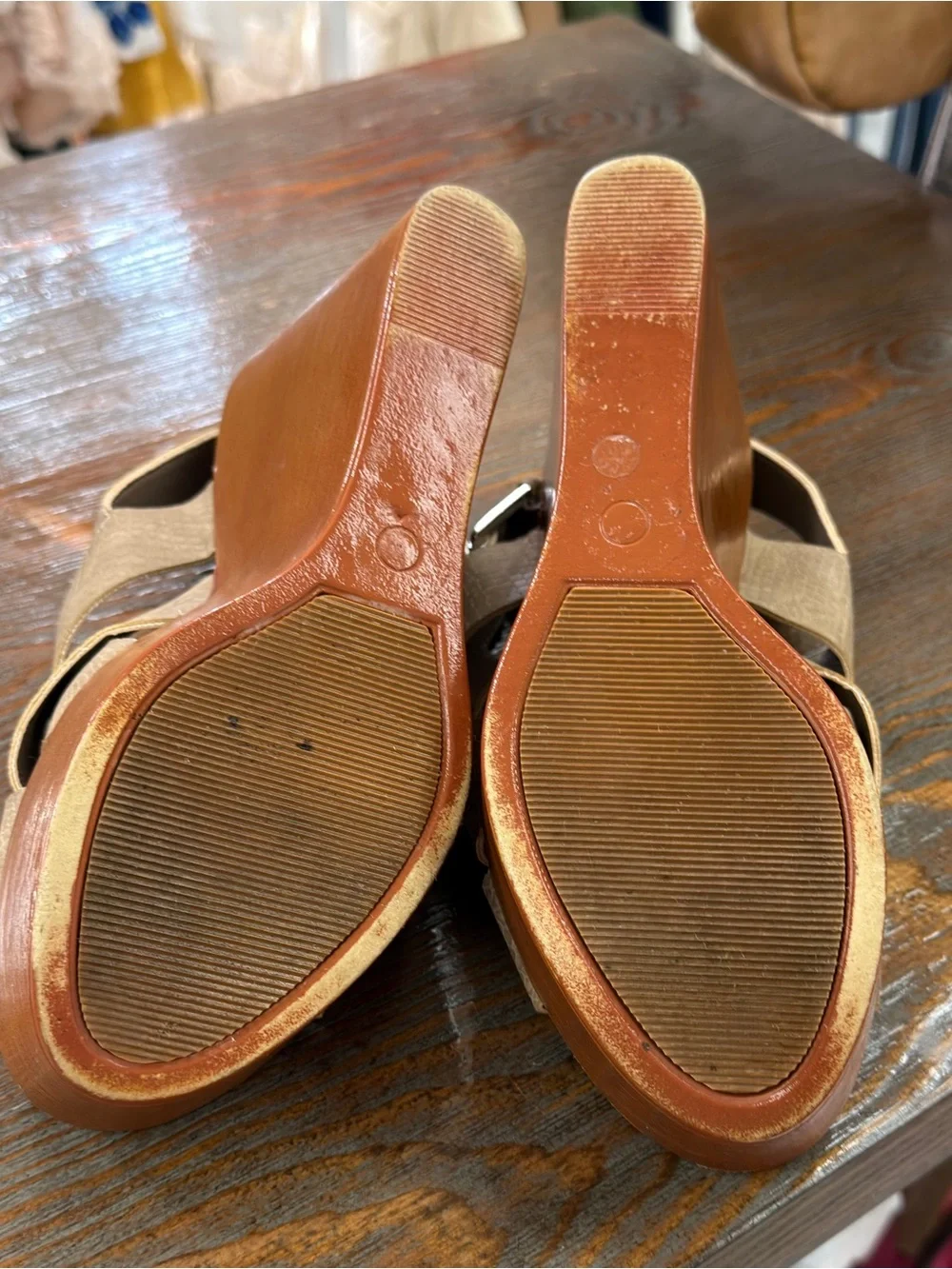 🍀3/$30 a.n.a Tan Crisscross Platform Wedge Sandals